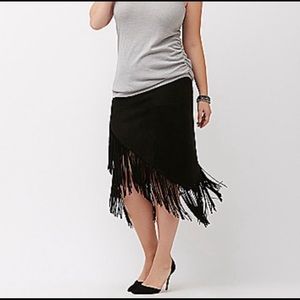 NWT Sixth & Lane Suede Fringed Skirt